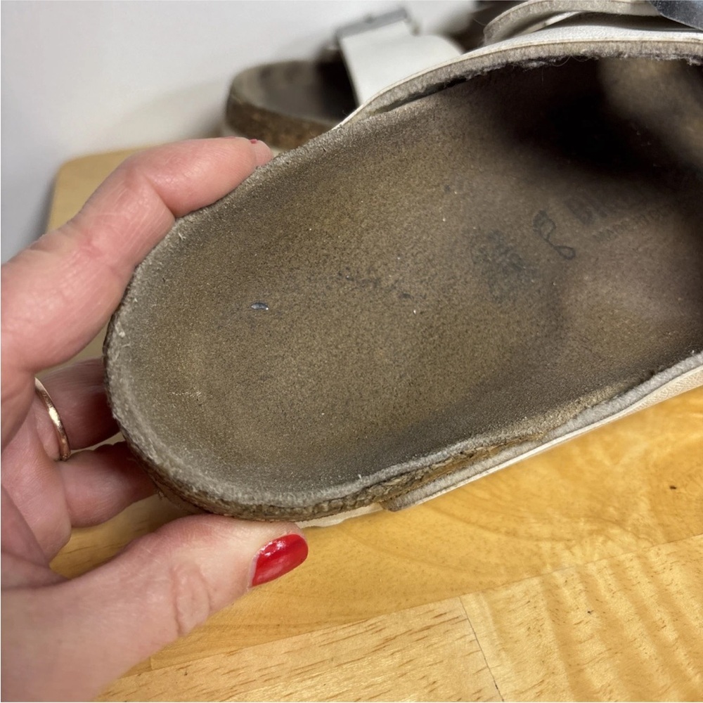 Birkenstock Arizona Sandals Adjustable Straps With Buckle White Upper sz 42 - Picture 11 of 12